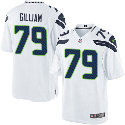 Men's Limited Garry Gilliam Nike Jersey White Road - #79 NFL Seattle Seahawks